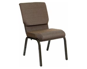 Flash Furniture 18.5 Inch W Brown Fabric Stacking Hercules Church Chair with 4.25 Inch Thick Seat - Gold Vein Frame Finish