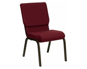 Flash Furniture 18.5 Inch W Burgundy Stacking Hercules Church Chair with 4.25 Inch Thick Seat - Gold Vein Frame Finish