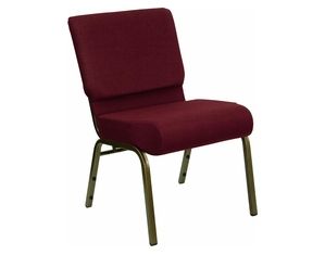 Flash Furniture 21 Inch Extra Wide Burgundy Hercules Church Chair with 4 Inch Thick Seat - Gold Vein Frame