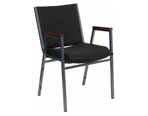 Flash Furniture Heavy Duty - 3 Inch Thickly Padded - Black Patterned Upholstered Stack Chair with Arms