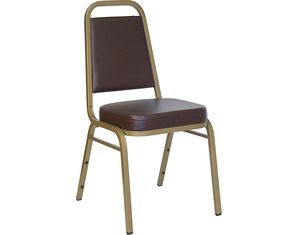 Flash Furniture Hercules Series Brown Vinyl Banquet Stack Chair with Gold Frame