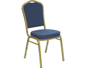 Flash Furniture Hercules Series Crown Back Banquet Chair with Gold Frame and Navy Patterned Fabric
