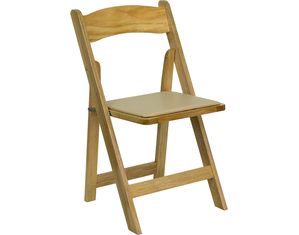 Flash Furniture Set of 4 Natural Wood Folding Chairs - Padded Vinyl Seat