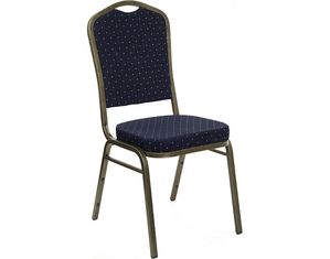 Flash Furniture Navy Blue Patterned Crown Back Hercules Banquet Chair - Goldvein Frame