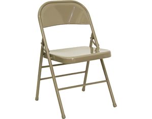 Flash Furniture Set of 4 Triple Braced and Double Hinged Beige Metal Hercules Folding Chairs