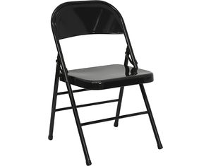 Flash Furniture Set of 4 Triple Braced & Double Hinged Black Metal Hercules Folding Chairs