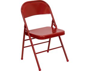 Flash Furniture Set of 4 Triple Braced & Double Hinged Red Metal Hercules Folding Chairs