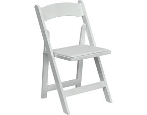 Flash Furniture Set of 4 White Wood Folding Chairs - Padded Vinyl Seat