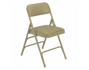 National Public Seating Vinyl Upholstered Premium Folding Chair Triple Brace Double Hinge, Set of Two Chair