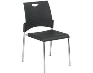 Office Star (2 Pack ) Straight Leg Stack Chair with Plastic Seat and Back (Chrome Frame)