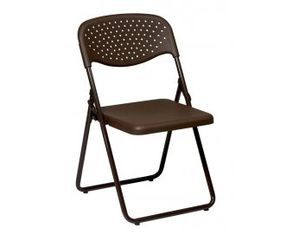 Office Star (4 Pack) Folding Chair With Mocha Plastic Seat and Back and Mocha Frame
