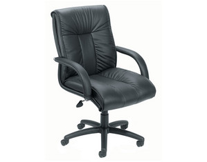 Boss Chair Black Italian Leather Mid Back Executive Chair - Fast FREE FedEx Shipping!